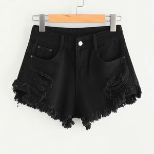 Black Denim Shorts